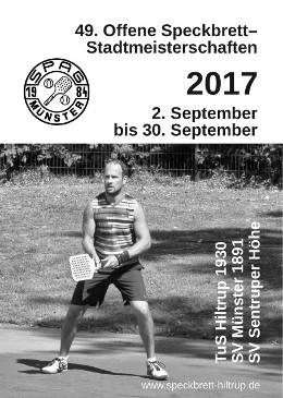 Titelblatt vom Turnierheft der 49. Offene Speckbrett-Stadtmeisterschaften 2017